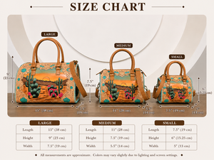 Ensemble de bagages de voyage pour femme, collection assortie 3 pièces, sac de voyage en cuir tooled Western, imprimé cactus coucher de soleil, nouveau - Product Image 2