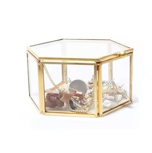 Luxury Jewelry <b>Case</b> Metal Frame Glass Box for Rings Necklace Earrings Storage <b>Display</b> - Product Image 6