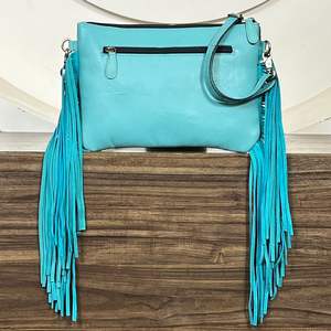 Handcrafted Tooled Cowhide Leather Cherry Motif Fringe <b>Bag</b> Western Style Large Capacity Shoulder Crossbody Travel <b>Bag</b> for Ladies - Product Image 6