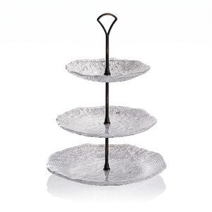 Unique Design Three <b>Tier</b> Glass <b>Cake</b> Stand Irregular Shape Reusable Hand Wash Only Dessert Display Cupcake Holder Serving Tray - Product Image 1