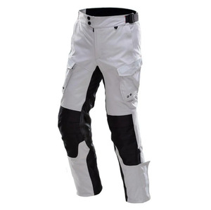 Pantalon de moto en cuir pour homme, blanc et noir, à blocs de couleur, taille ajustable, pour motocross et dirt bike - Product Image 1