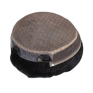 Taz Hair BD Peluca de Cabello Humano con Encaje Frontal para Hombres, Cabello Remy Indio, Ondas de Agua, con Parches Centrales - Product Image 1