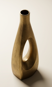 Vase en métal creux doré biologique de qualité supérieure, surface texturée sculptée élégante, porte-fleurs pour centres de table de mariage - Product Image 4