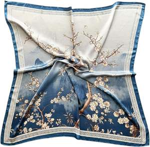 Pañuelos de seda personalizados de alta calidad para mujer, de poliéster satinado, estampados, grandes, para eventos, primavera, verano, otoño. - Product Image 1