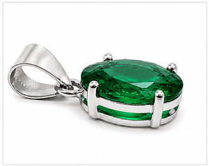 <b>Emerald</b> Quartz Oval 925 Sterling Silver <b>Pendant</b>, Faceted Green Quartz Gemstone <b>Pendant</b>, Handmade Sterling Silver Necklace Charm - Product Image 2