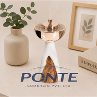 Quemador de Incienso Moderno Árabe Mubkhar de Resina Metálica con Diseño de Mármol y Oro Rosa, Fragancia Oud, Ecológico, Aromaterapia