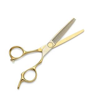 Ciseaux à cheveux plaqués or de 6 pouces à pointe dentée, ciseaux de barbier professionnels, outils de coupe de cheveux - Product Image 1