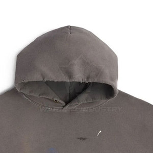Premium <b>Men</b> Distressed Hoodies Heavy Cotton <b>Pullover</b> Hooded Streetwear Custom Apparel Manufacturer - Product Image 4