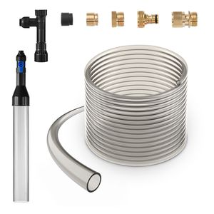 Aspiratore per ghiaia per acquario con sifone, tubo in PVC da 9 metri e 3 tipi di connettori, in scatola, per la pulizia dell'acquario - Product Image 1