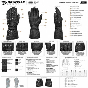 Gants de moto en cuir Pyrotect à doigts entiers, respirants, résistants à l'usure, fermeture à boucle, unisexe - Product Image 6