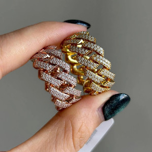 14K <b>Gold</b> Plated Children's Zircon Round Brilliant Cut Hip-hop Inspired <b>Cocktail</b> <b>Ring</b> Filled Iced Link Chain Rose <b>Gold</b> Brass IGI - Product Image 2