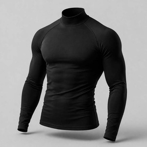 Custom Logo <b>Men's</b> Compression Shirt Short Sleeve O-Neck Sporty Oversized Knitted Breathable Quick Dry Athletic Gym <b>Base</b> <b>Layer</b> - Product Image 1