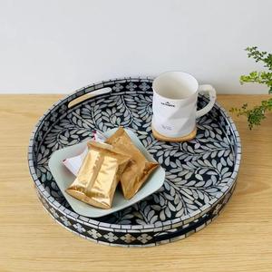 Plateau de service de mariage rond en perles, design de luxe, poli, écologique, compatible lave-vaisselle, pour usage domestique, article de décoration pour plats et assiettes - Product Image 3