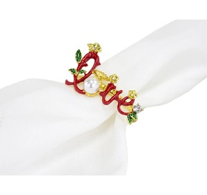 Anillo de Servilleta Rojo con Anillo Dorado, Ideal para Decoración Temática de Temporada, Mesas Románticas y Cenas en Pareja, Venta al por Mayor desde India - Product Image 3