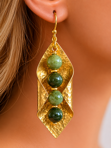 Stylish Hammered Brass <b>Drop</b> Earrings Vintage Hoop For Wedding Festive Party Trending Women Ethnic Fashion Jewelry Statement - Product Image 1