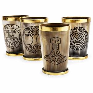 Engraved Polished Viking Animal Drinking Horn Cup Handmade Natural Buffalo Horn Mug Custom Logo Medieval Beer Horn Medium Size - Product Image 1