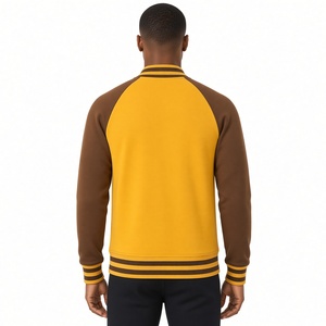 Chaqueta universitaria de forro polar Iota Phi Theta dorada y marrón para hombre, con letras griegas, cremallera completa, estilo bomber, puños acanalados, manga larga, informal, universitaria - Product Image 2