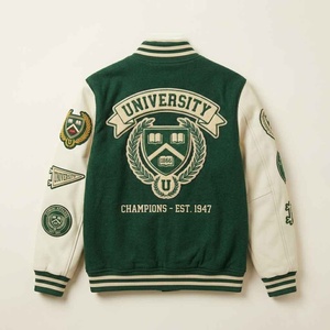 Veste personnalisée avec patch Big Chief et style rétro baseball, en laine et cuir, veste universitaire vintage de style Letterman - Product Image 2