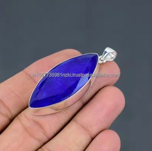 Colgante de zafiro azul, zafiro creado, colgante de zafiro, colgante vintage, colgante de novia azul colgante de plata zafiro - Product Image 3