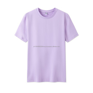 Camiseta de cuello redondo de 180gsm 95% algodón 5% Spandex transpirable Streetwear patrón sólido tejido de punto teñido liso camisetas de mujer - Product Image 1