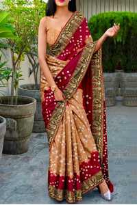Sari Bandhani de Alta Calidad, Hecho a Mano con Técnica Tie Dye, Sari de Seda Gaji, Prenda Tradicional India - Product Image 2