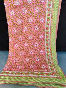 Couette et couvre-lit réversibles faits main en coton Jaipuri Razai, imprimés à la main par blocs floraux, motif botanique - Product Image 4