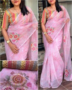 Nuevo Lanzamiento de estilo indio y pakistaní, estampado floral elegante, trabajo de múltiples hilos y bordado, Sari indio para ropa de mujer y Niña - Product Image 2