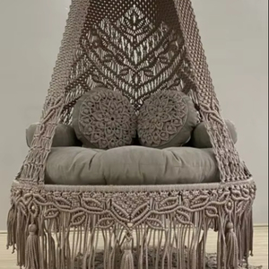 Cotton Macrame Hanging <b>Swing</b> For Patio | <b>Swing</b> For Adults and Children To Read Books Comfortably | Macrame Chair - Product Image 1