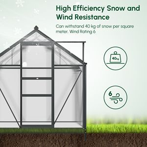 Serra da Giardino in Policarbonato 6x4 con Grondaia e Tetto Ventilato, Serra in Alluminio per Esterni - Product Image 5