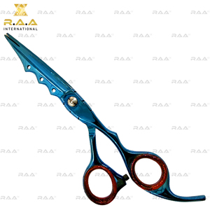 Tijeras de Peluquería Profesionales R.A.A. INTERNATIONAL RAA-179 de 6.5 Pulgadas, Acero Inoxidable Japonés J2, para Zurdos, Azul Titanio, Larga Duración - Product Image 2
