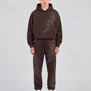 Conjunto Deportivo de Invierno para Hombre, Estilo Nuevo, con Capucha, Adornado con Pedrería, 100% Algodón, Transpirable y Ligero - Product Image 1