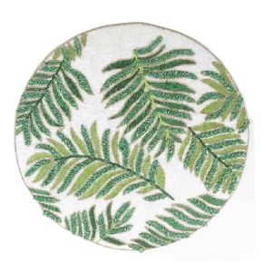 Sous-verre en verre à motif de feuilles antidérapant fait à la main, design moderne, forme ronde, pour la décoration de la maison, de mariage et de fête - Product Image 1