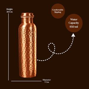 Botella de agua de cobre premium de 950 ml con acabado martillado, elegante vaso ayurvédico para hombres y mujeres, al por mayor para exportación. - Product Image 3