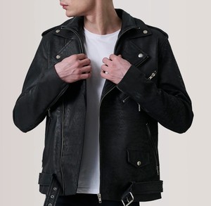 Vestes en cuir décontractées pour hommes, nouvelle collection, prix abordable, col montant, fermeture éclair sur le devant, couleurs personnalisables, imperméables et respirantes - Product Image 2