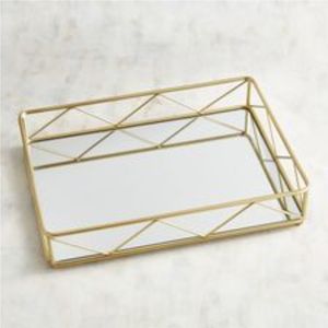 Gold Mirror Tray Luxury Metal Decorative Serving <b>Vanity</b> Trays Cosmetic <b>Makeup</b> Organizer Wedding Centerpiece Hotel Tableware - Product Image 5