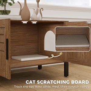 Lettiera per Gatti Marrone Scuro con Recinzione, Gambe Alte e Tiragraffi 80 cm L x 45 cm P x 50 cm A - Product Image 5