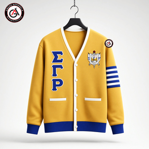 เสื้อคาร์ดิแกนสไตล์วินเทจ แขนยาว คอวี ปักลาย Sigma Gamma Rho Sorority สำหรับผู้หญิง ผ้าอะคริลิกกันยับ - Product Image 1