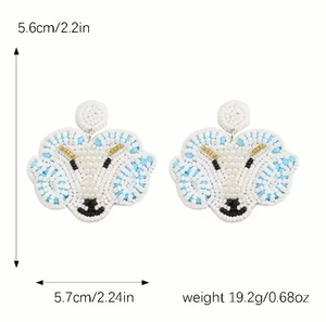 Pendientes de botón unisex de moda con cuentas de vidrio hechas a mano, estilo clásico de letras, con cuentas de semillas, en colores azul y amarillo, novedades - Product Image 2
