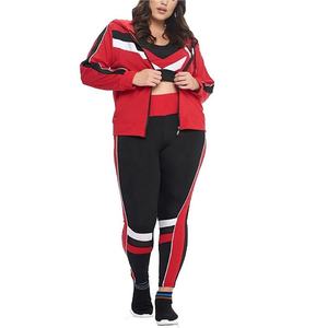 Women's 3 Piece Sports Workout Outfit Tracksuit Set - Zip up Colorblock Hoodie Sweatshirt - Raceback Bra & High Waist Leggings - Product Image 6