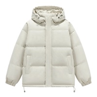 Veste matelassée à capuche unisexe en polyester, chaude et isolante pour l'hiver, avec fermeture éclair, couleur unie, coupe décontractée, pour hommes et femmes