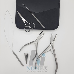 Kit de herramientas de extensión de cabello pulido de grado quirúrgico 2 agujeros Alicates de acero inoxidable Cinta Loop Tijera Extensiones de cabello sólido - Product Image 3