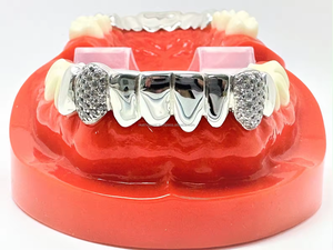 Real 925 plata esterlina Moissanite Grillz 8 en 8 D Vvs Moissanite Grillz personalizado 6 liso y 2 diamante Grillz para dientes - Product Image 4