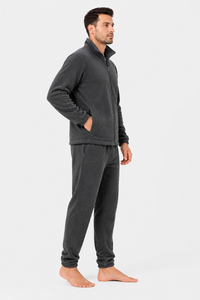 <b>Zip</b>-<b>up</b> fleece suit premium soft thermal fabric comfortable fit for winter outdoor wear stylish durable cozy man tracksuit - Product Image 2