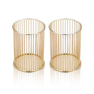 Top Selling Iron Round Metal <b>Wire</b> Mesh Pen Pot Pencil Brush Holder Desk Organizer Gold Highest Quality Pen Holder - Product Image 1