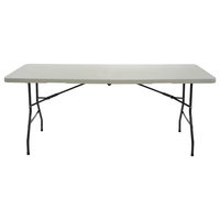 Table à manger pliable, plateau en HDPE blanc, pieds en acier, 72 pouces, empilable, mobilier pour événements, mariage, fête, hôpital