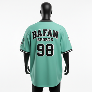 Camiseta 100% algodón para hombre, corte holgado, estampada, estilo béisbol, tela de poliéster tejida, con botones al frente, logotipo personalizado, ropa de equipo. - Product Image 2