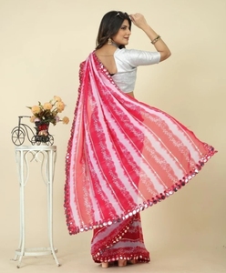 Sari de Georgette con Estampado Floral Estilo Bollywood KV - Product Image 1