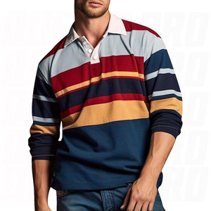 Nouveau design Maillot de rugby Polo Homme Vente en gros Col polo Épaules tombantes Color block Oversize Sweat-shirts de rugby Vêtements de sport - Product Image 5