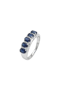 Multi Sapphire and Diamond <b>Ring</b> in 92.5 Sterling <b>Silver</b> KLSR-11817 - Product Image 5
