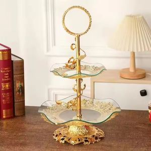 Plateau à fruits en verre de style européen luxe léger, décoration créative pour mariage, plateau à fruits secs en cristal - Product Image 1